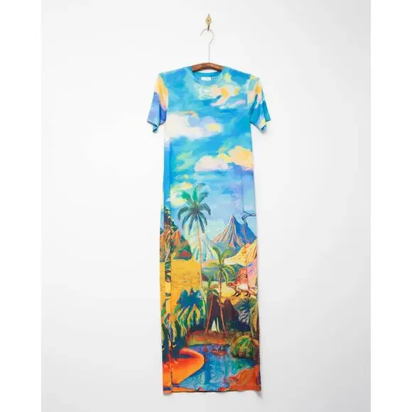 Stella Jean Beach Print Midi Dress Size 42 - Picture 4 of 9